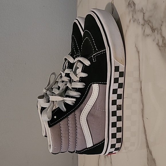 Vans Sk8 HI Black Gray White Mid Top Skateboard Sneakers Shoes Boys Kids US 2.5 - Picture 3 of 14